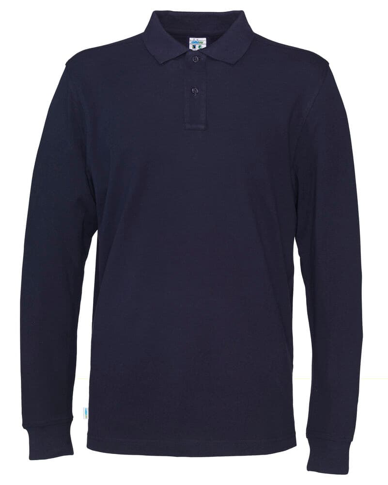 POLO PIQUE MANCHES LONGUES HOMME - CERTIFIÉ GOTS coloris Marine