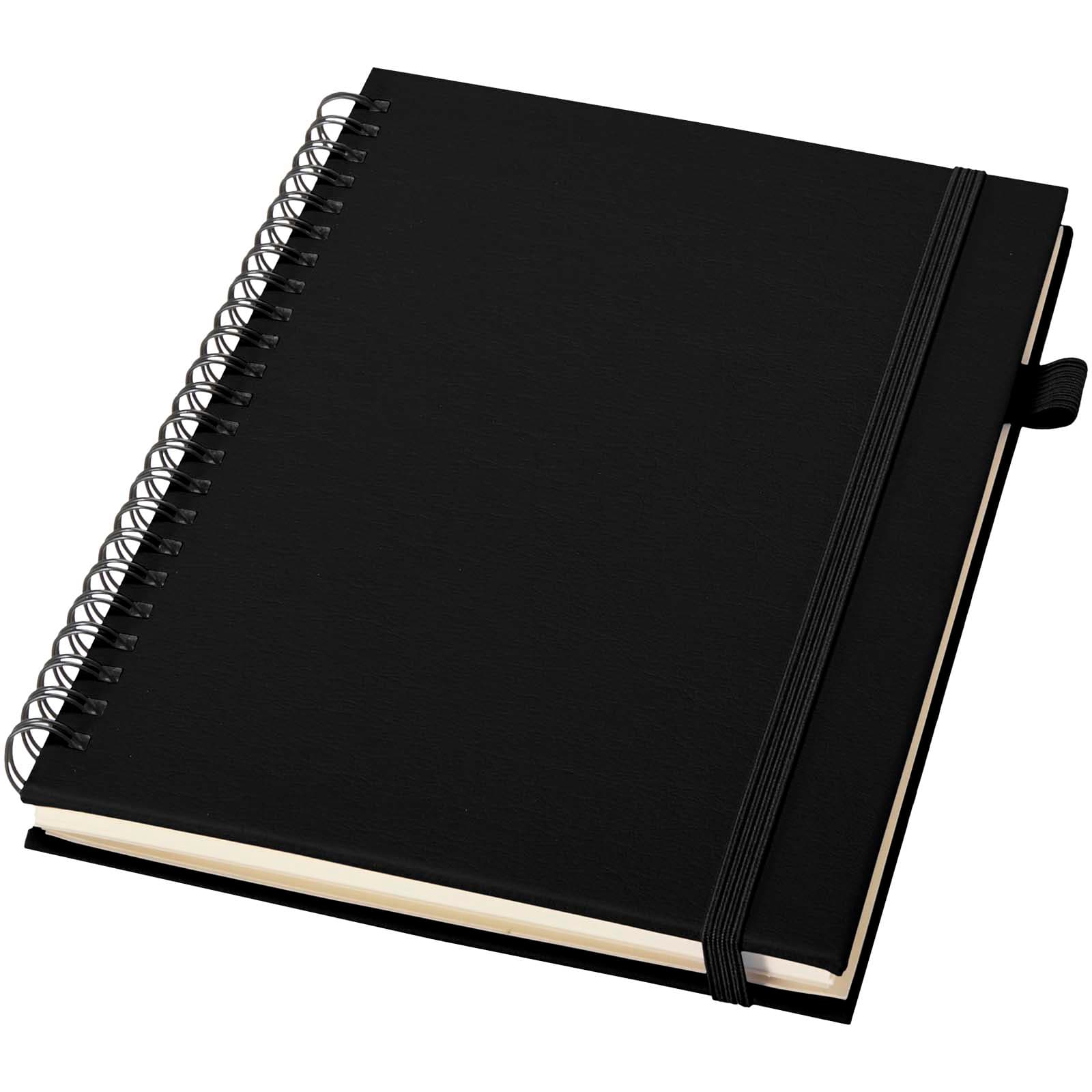 Cahier à spirales Liss A5 à couverture rigide en plastique recyclé coloris Noir