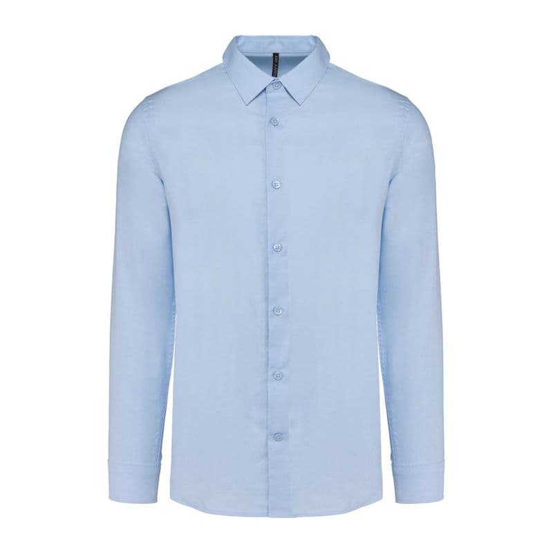 Men Long-Sleeved Easy Care Shirt Without Pocket coloris Bleu oxford