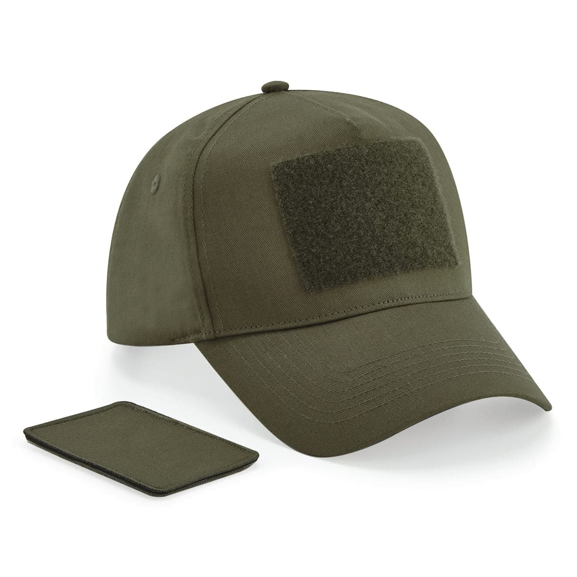 Casquette 5 panneaux avec patch amovible en situation