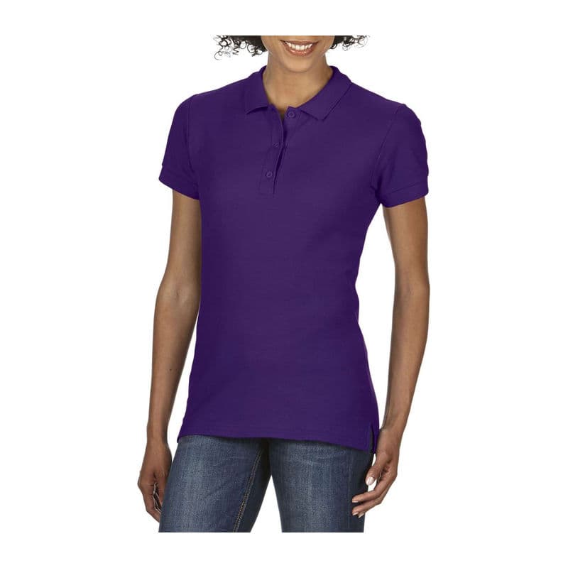 PREMIUM COTTON LADIES' DOUBLE PIQUÉ POLO coloris Violet