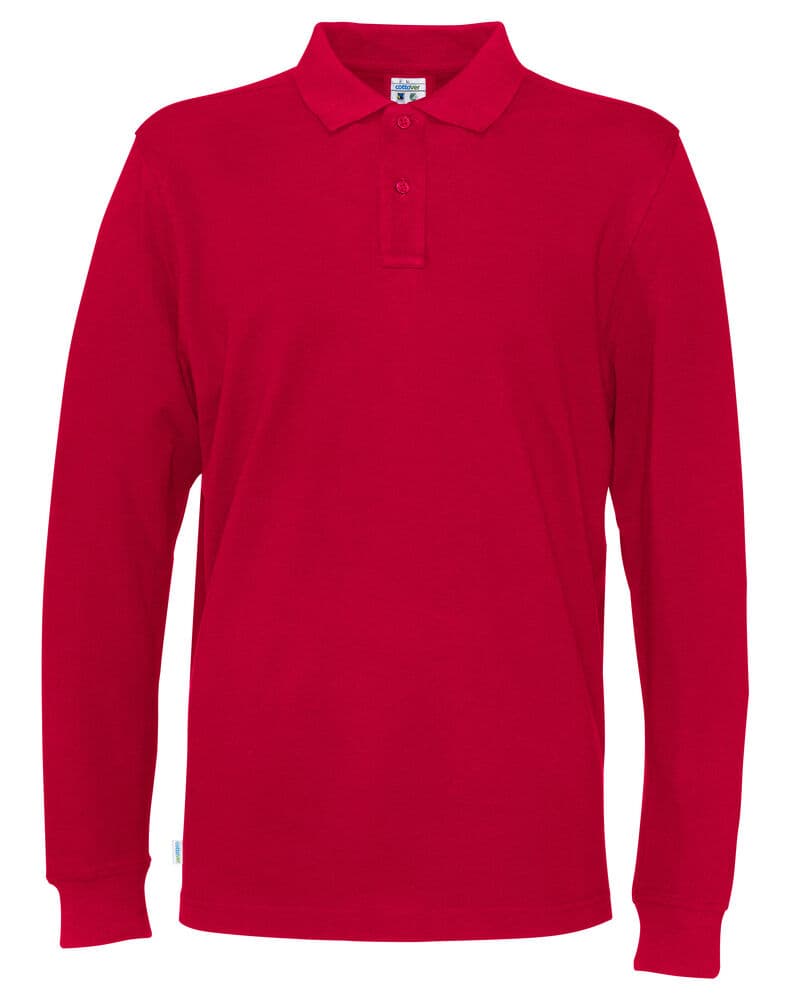 POLO PIQUE MANCHES LONGUES HOMME - CERTIFIÉ GOTS coloris Rouge