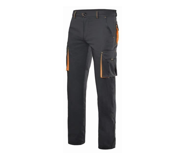PANTALON STRETCH MULTIPOCHES BICOLORE coloris Noir / Orange