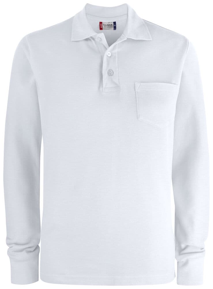 Clique Basic Polo L/S Pocket coloris Blanc