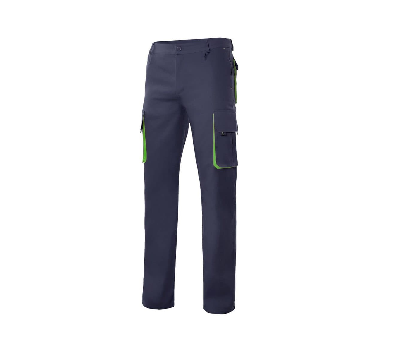 PANTALON MULTIPOCHES BICOLORE coloris Marine / Vert citron
