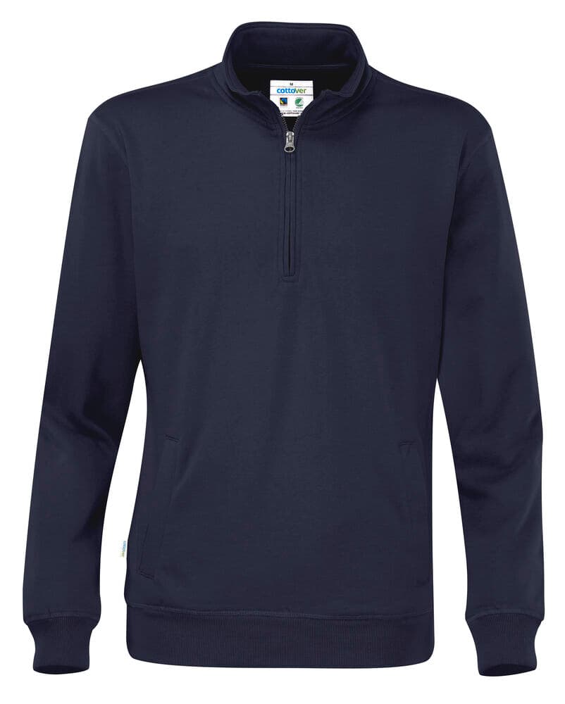 SWEAT DEMI-ZIP UNISEXE - CERTIFIÉ GOTS coloris Marine