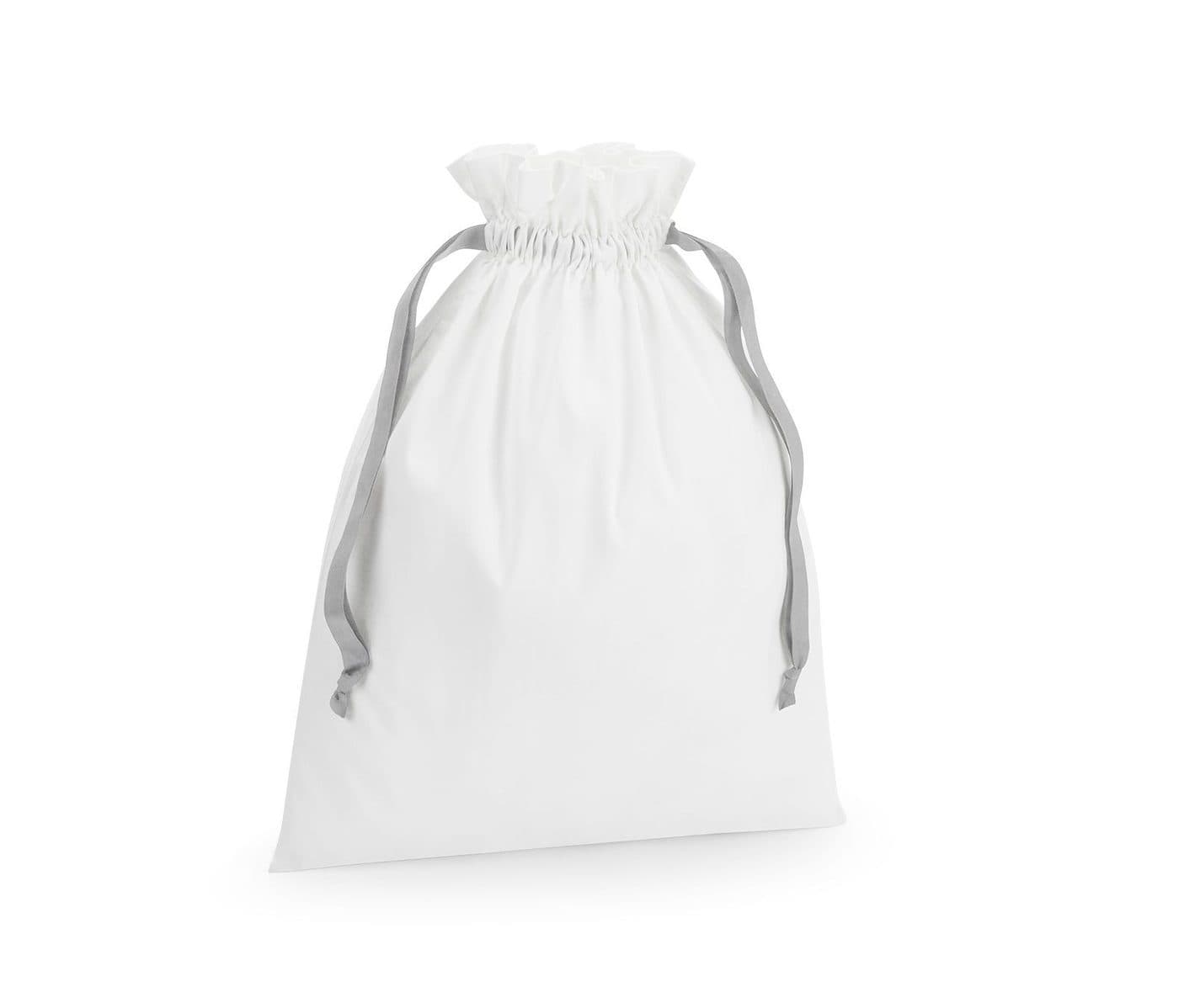 COTTON GIFT BAG WITH RIBBON DRAWSTRING coloris Blanc doux / Gris clair