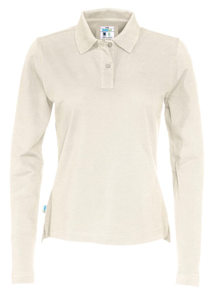 POLO PIQUE MANCHES LONGUES FEMME - CERTIFIÉ GOTS coloris Écru