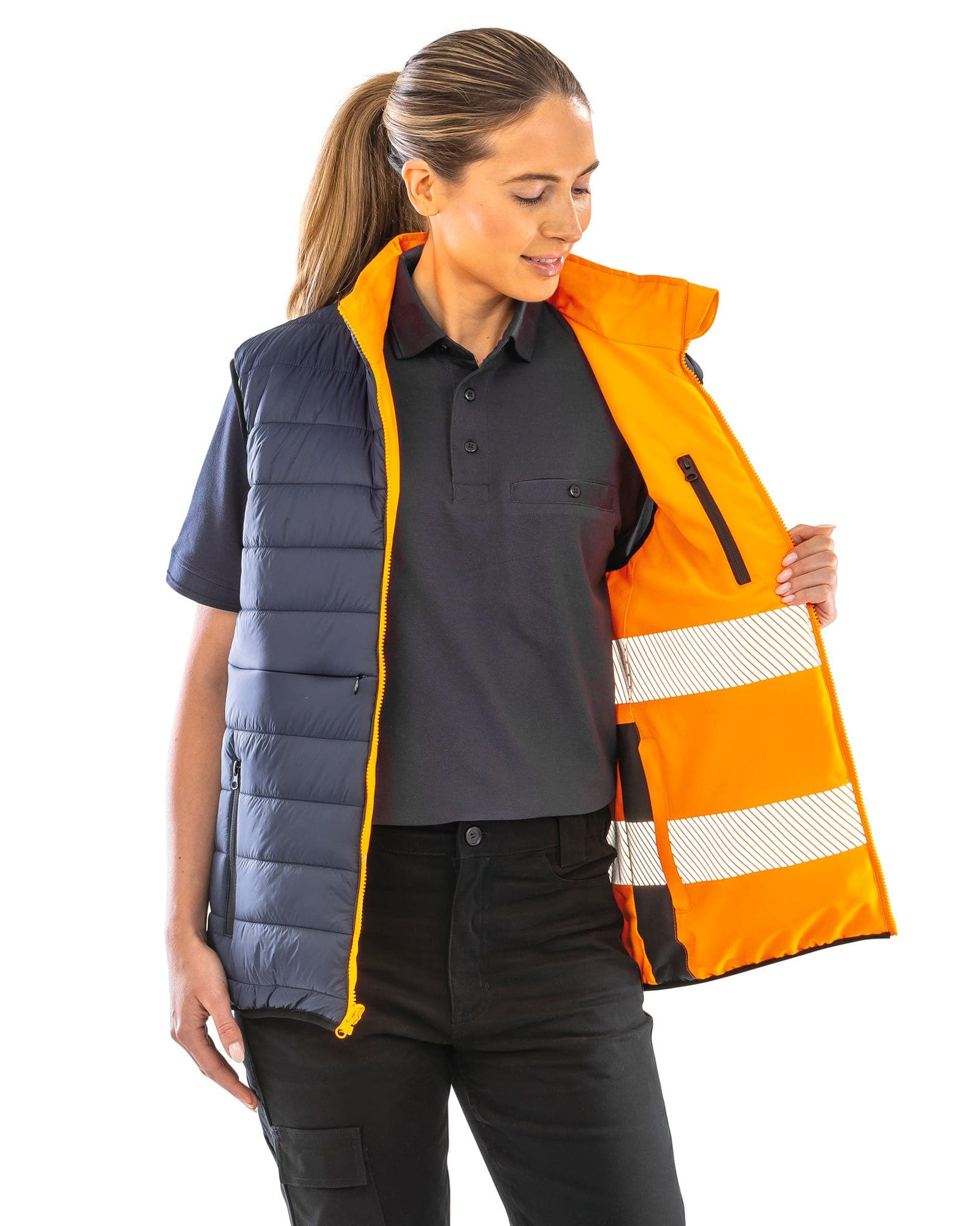 Bodywarmer de sécurité réversible en situation