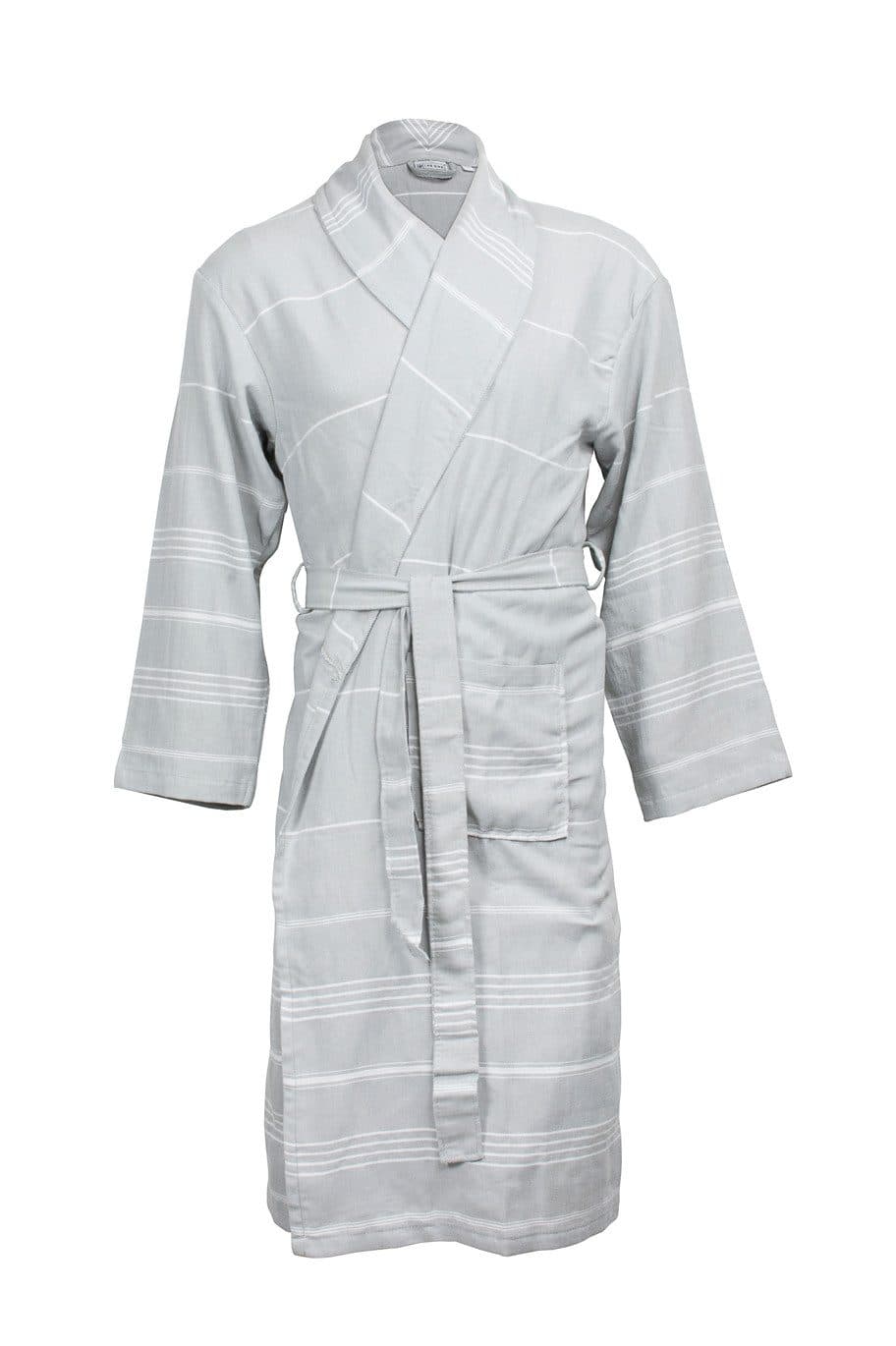 HAMAM BATHROBE coloris Gris clair / Blanc