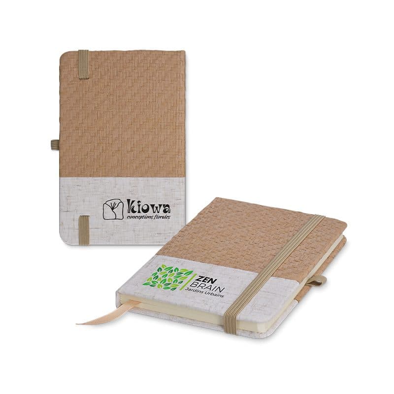 CARNET DE POCHE COUVERTURE COTON ET FIBRES DE BAMBOU en situation
