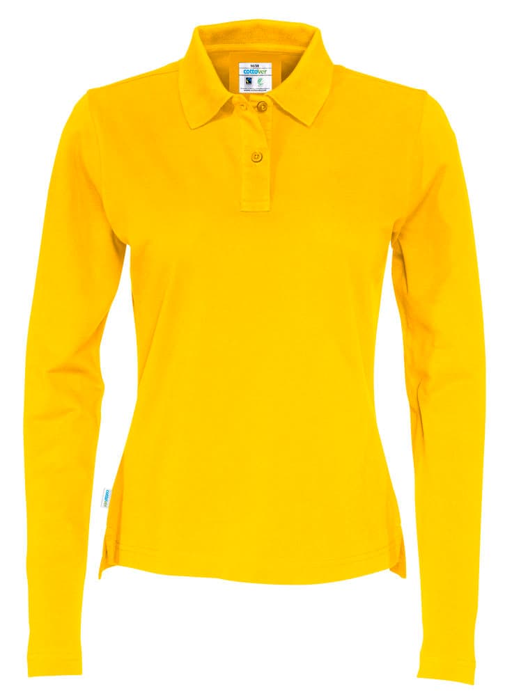 POLO PIQUE MANCHES LONGUES FEMME - CERTIFIÉ GOTS coloris Jaune