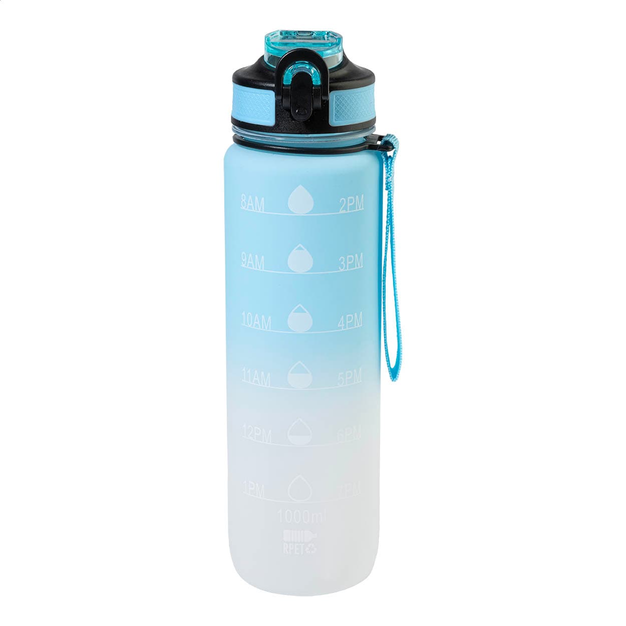 Bouteille motivante en RPET coloris Bleu clair