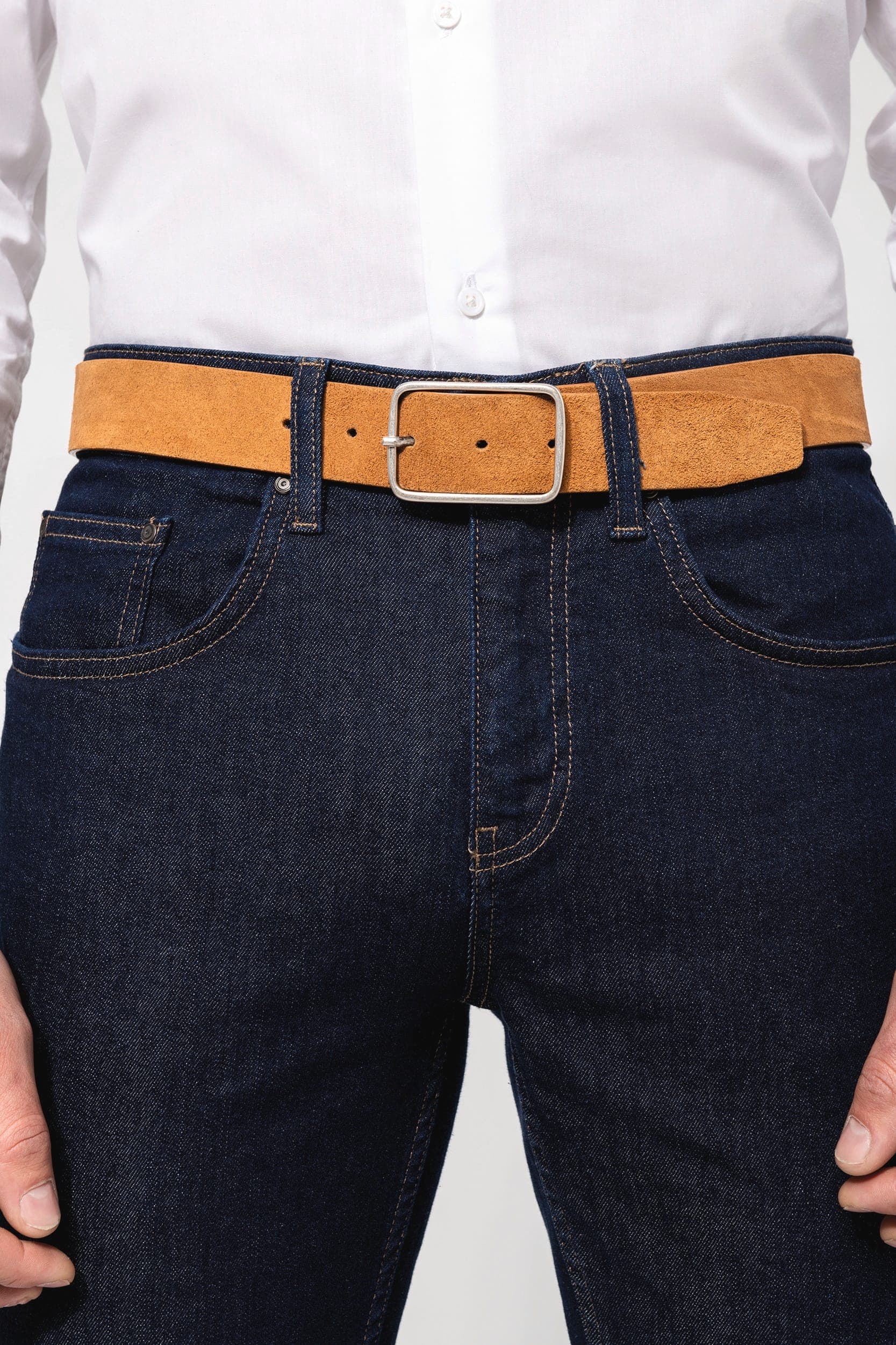 Ceinture cuir  velours homme en situation