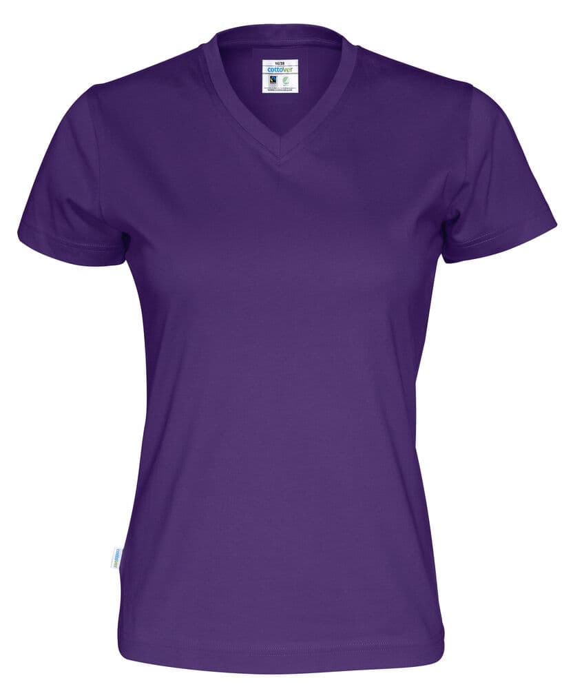 T-SHIRT COL V FEMME - CERTIFIÉ GOTS coloris Violet