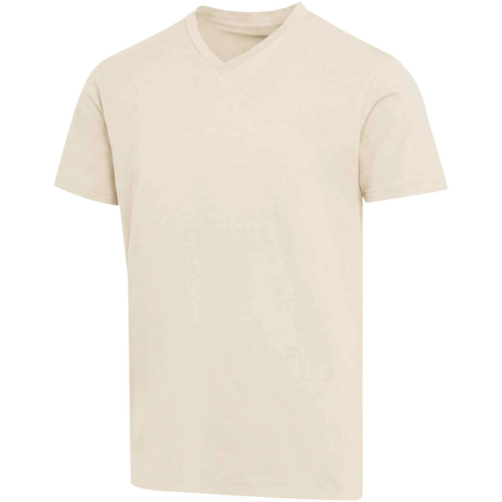 T-shirt unisexe en coton bio certifié OCS Balfour à manches courtes et col en V de 200 g/m² coloris Grès