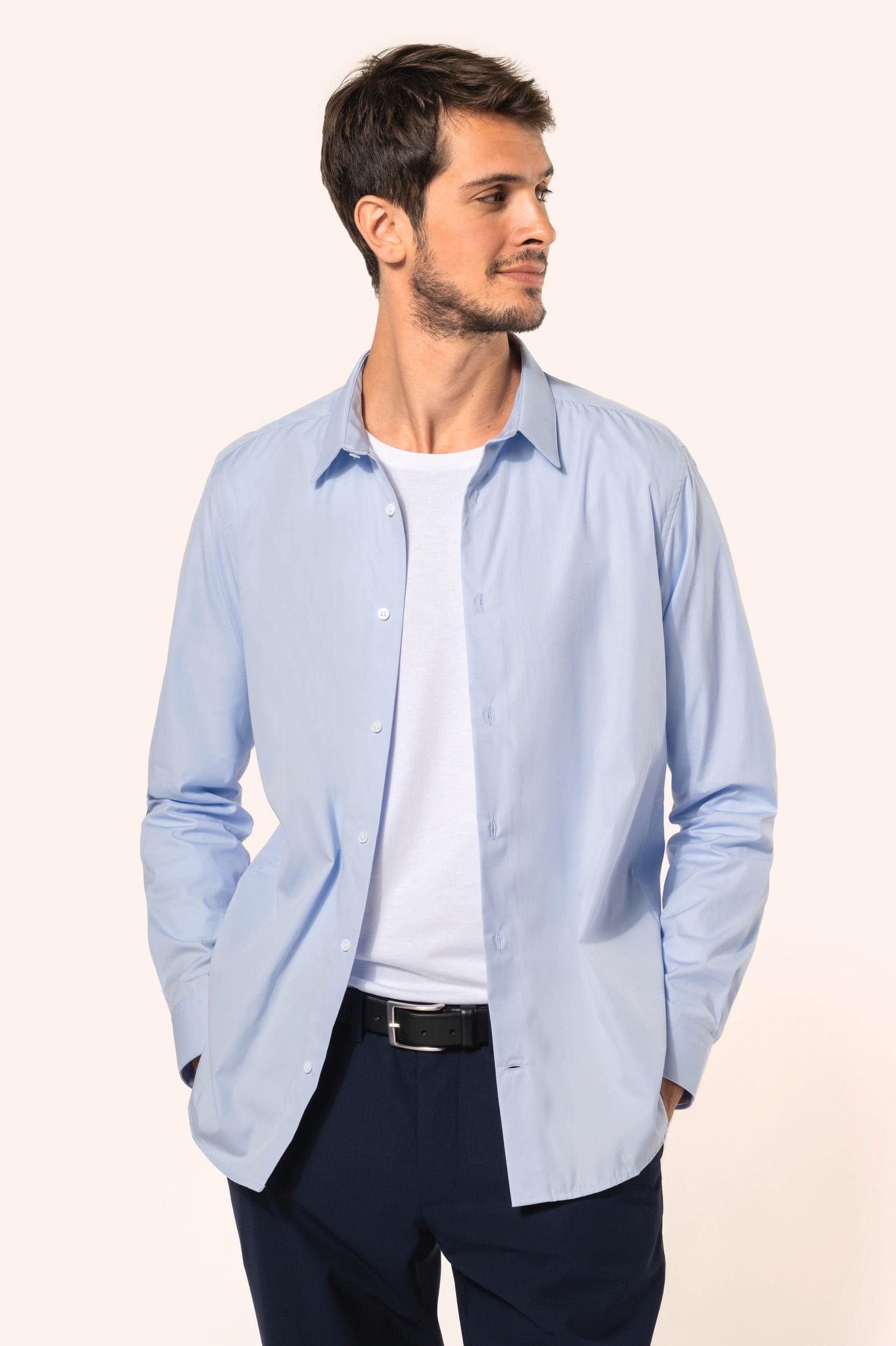 Chemise popeline manches longues homme en situation