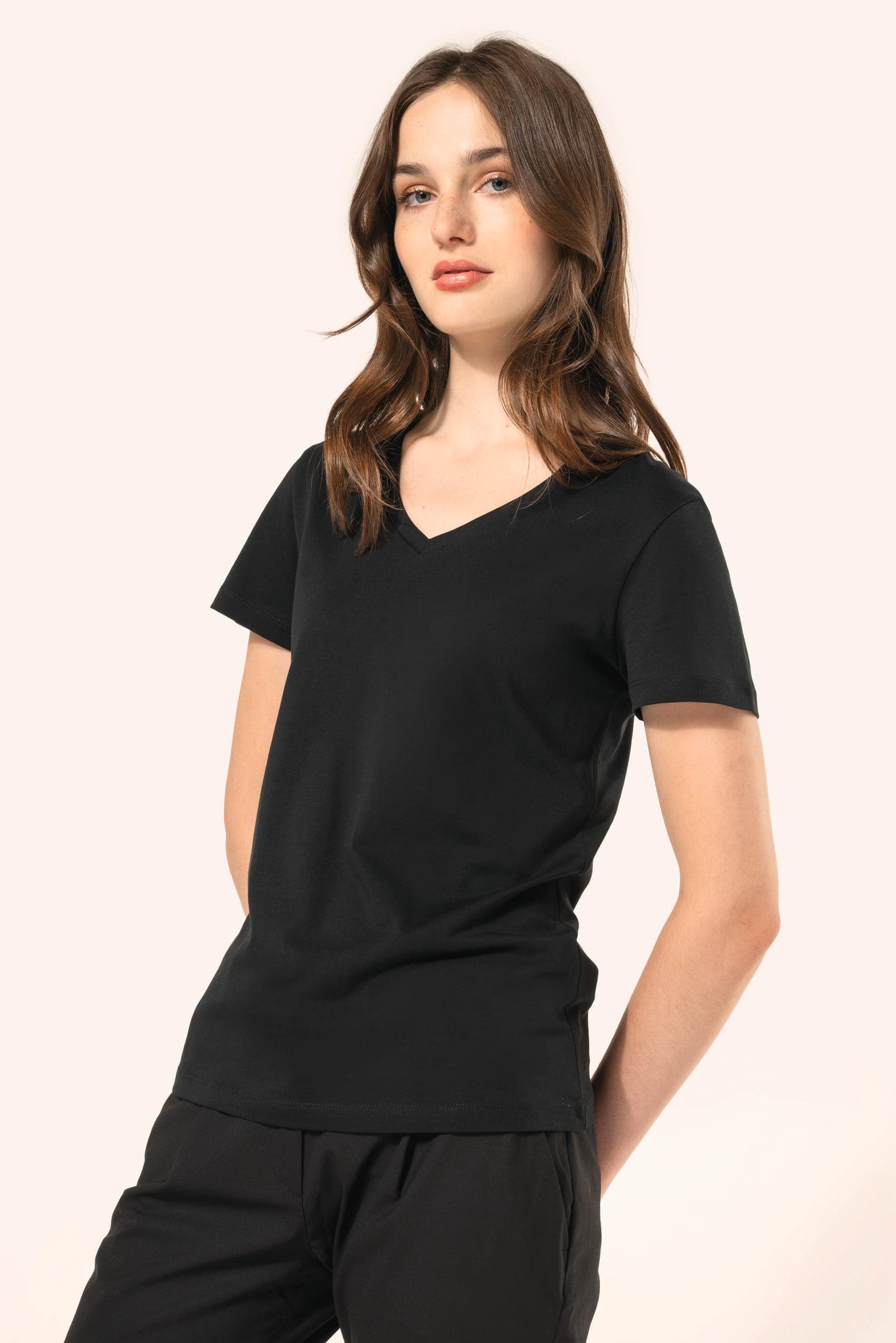 T-shirt Supima® col V manches courtes femme