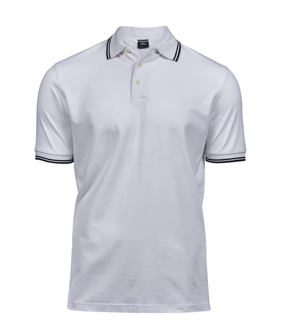 LUXURY STRIPE STRETCH POLO coloris Blanc / Marine