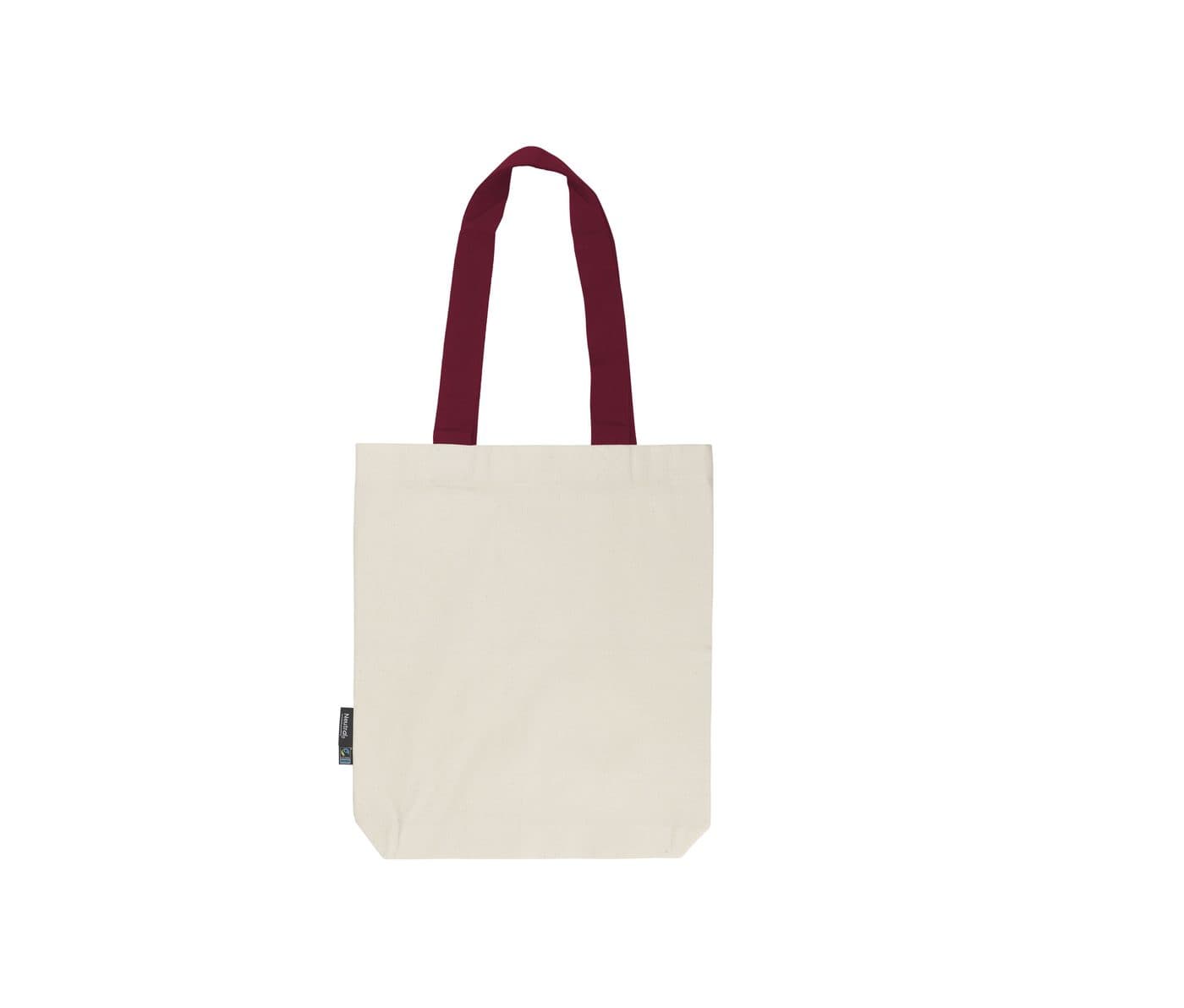 TWILL BAG WITH CONTRAST HANDLES coloris Naturel / Bordeaux