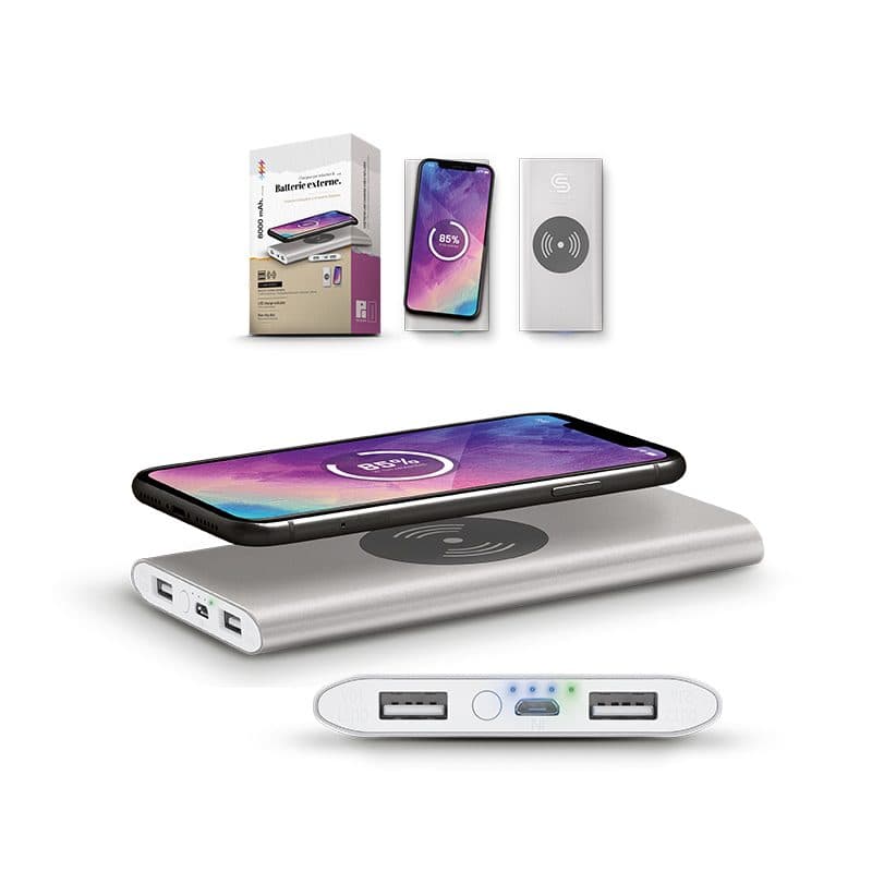 BATTERIE EXTERNE Li-po 8000 mAh ET CHARGEUR PAR INDUCTION