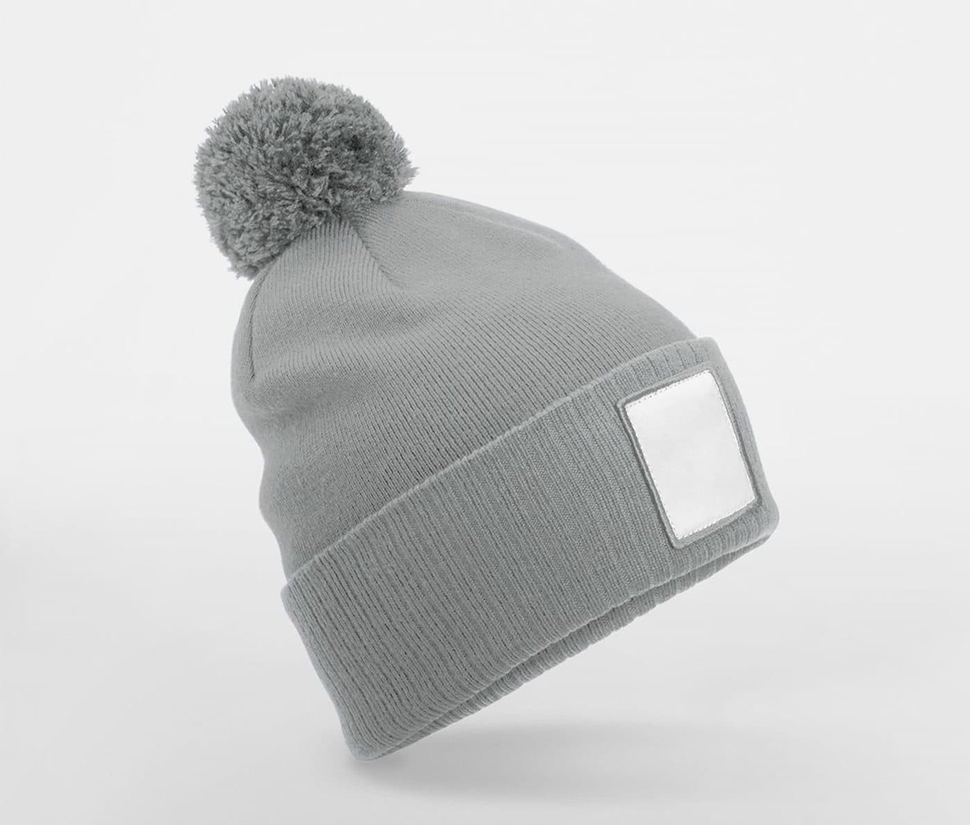 APPLIQUÉ PATCH POM BEANIE coloris Gris cendré / Blanc