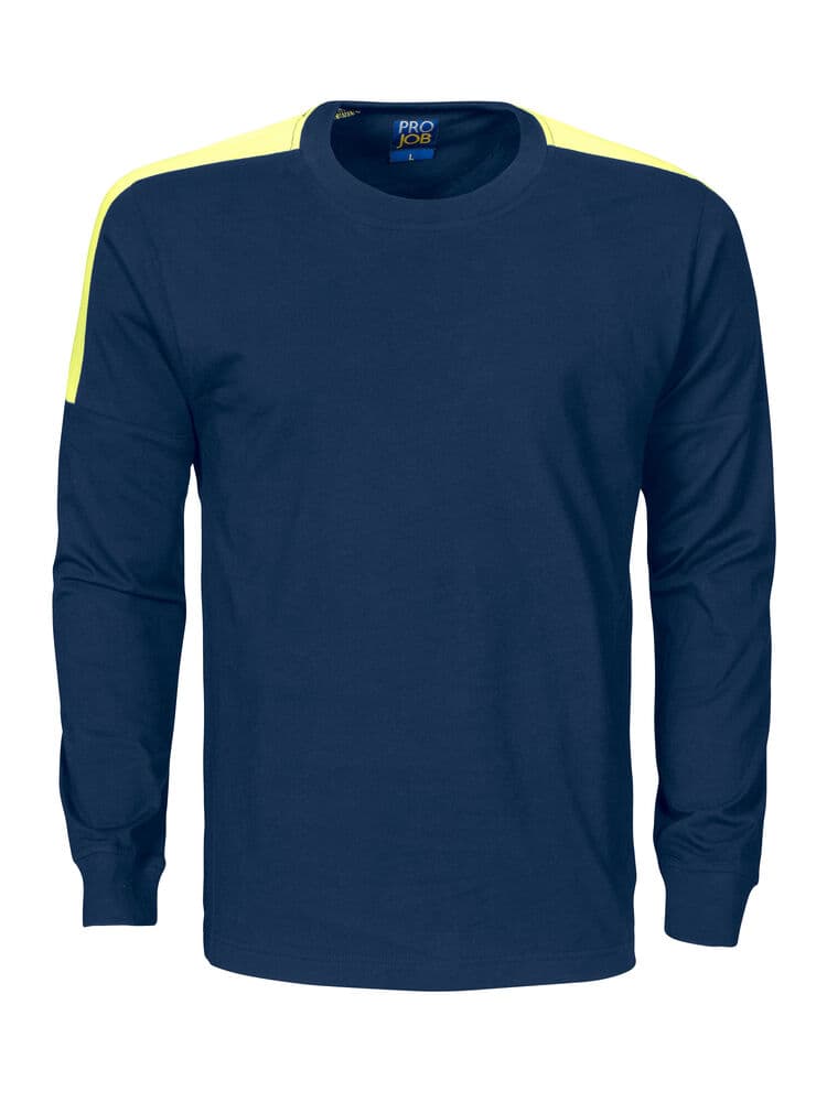 2020 T-SHIRT MANCHES LONGUES AVEC INSERTS FLUO coloris Marine / Jaune
