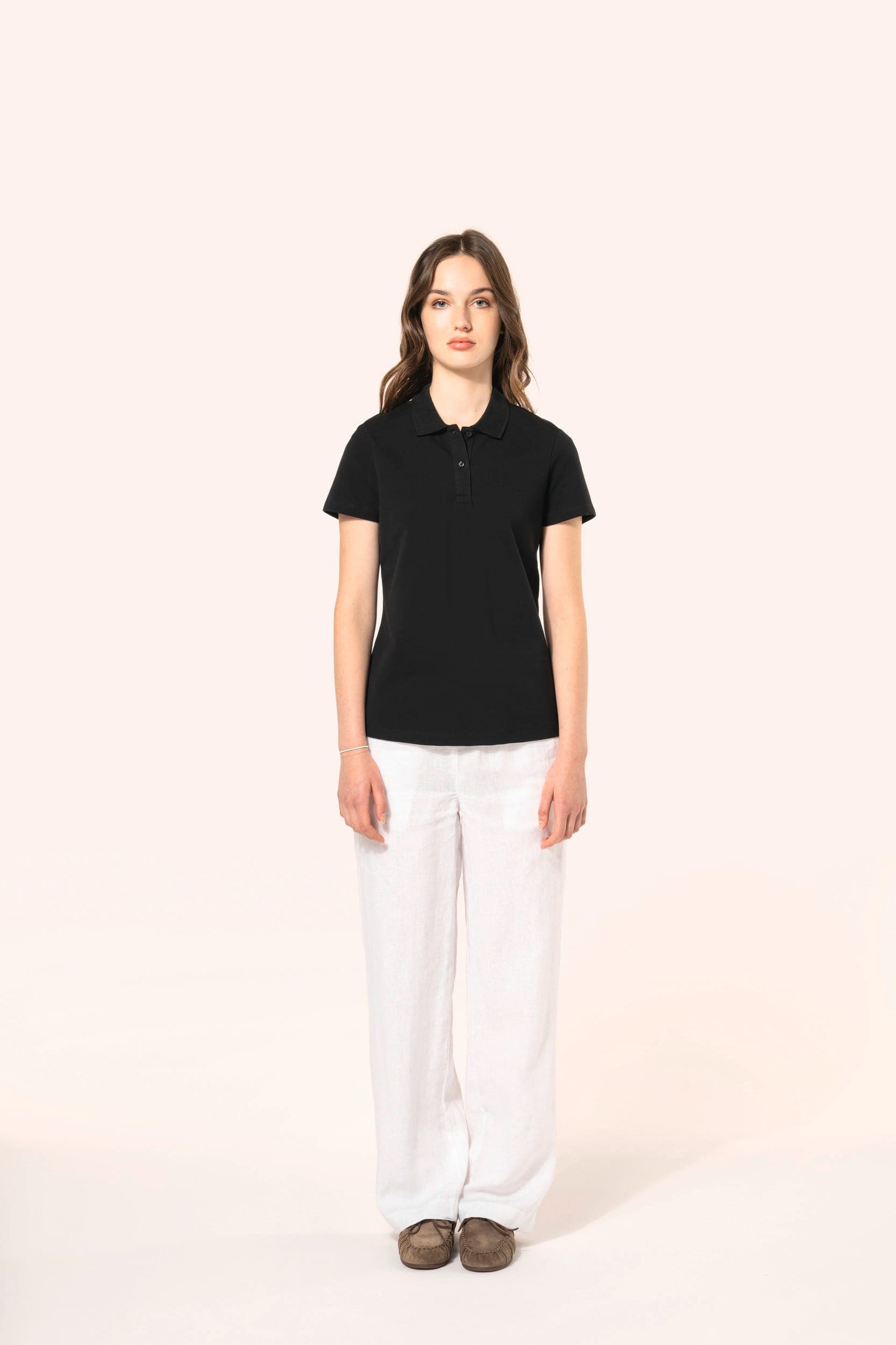 Polo Supima® manches courtes femme en situation