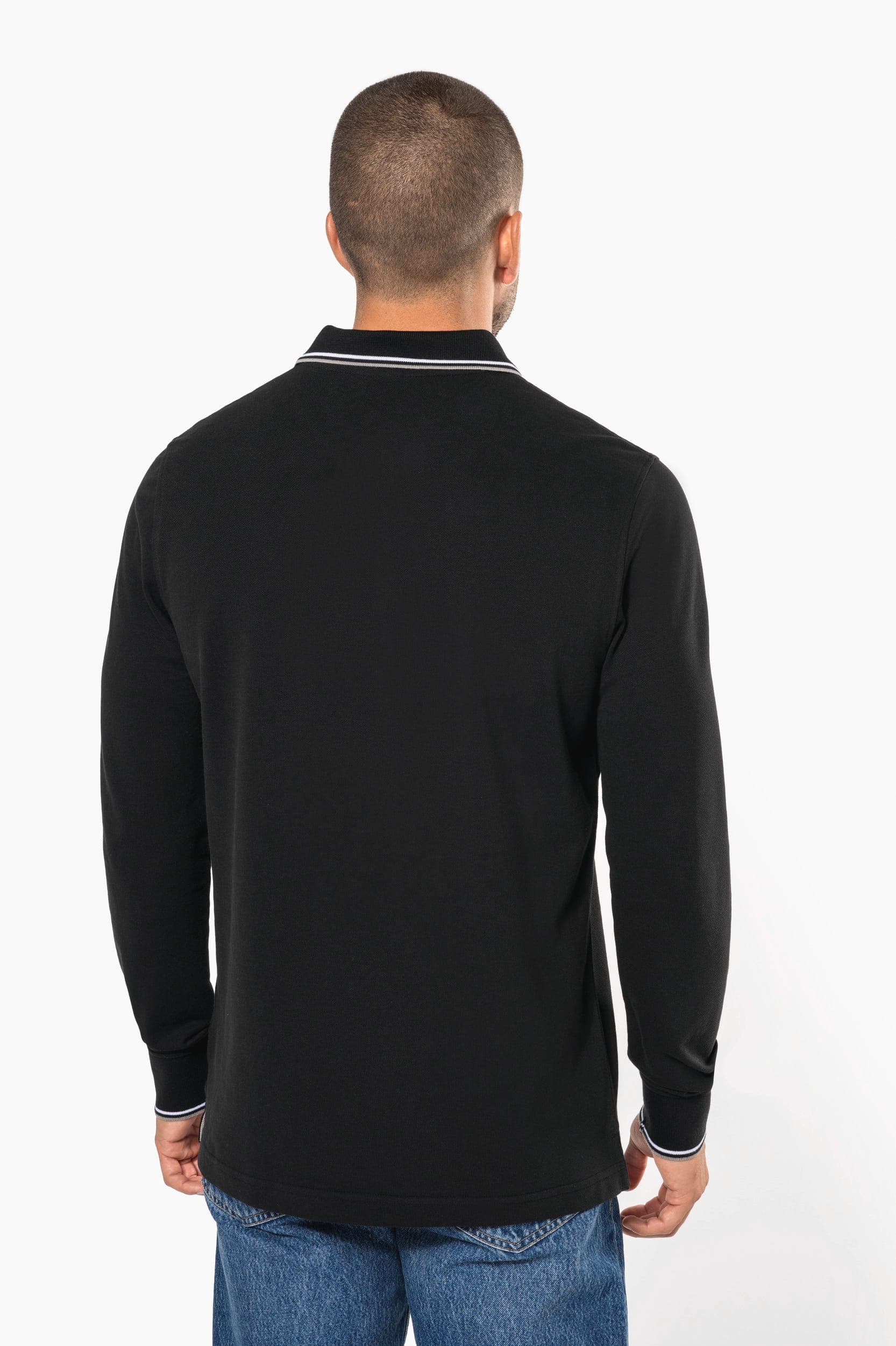 Polo maille piquée manches longues homme en situation
