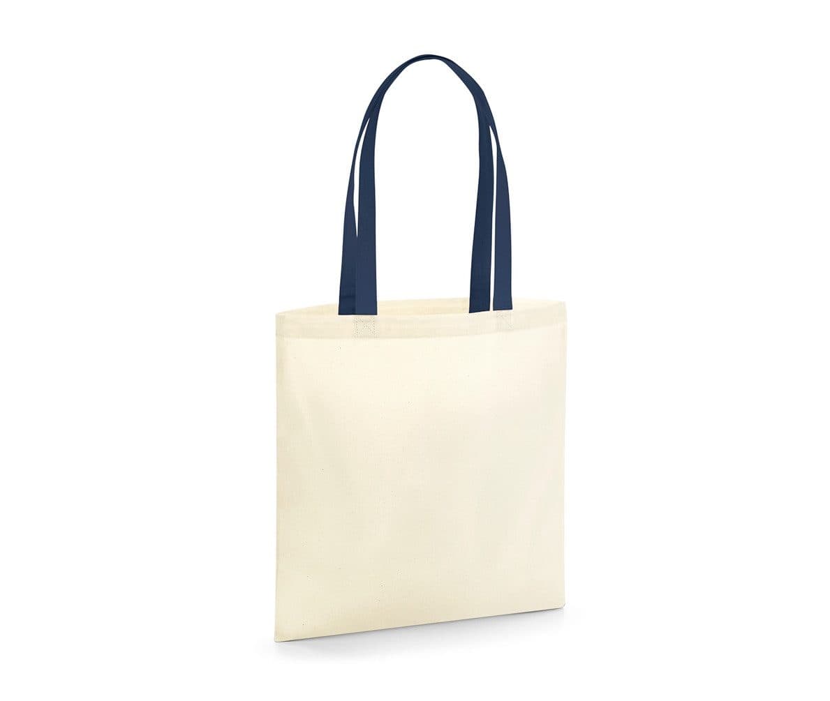 EARTHAWARE® ORGANIC BAG FOR LIFE - CONTRAST HANDLES coloris Naturel / Bleu marine