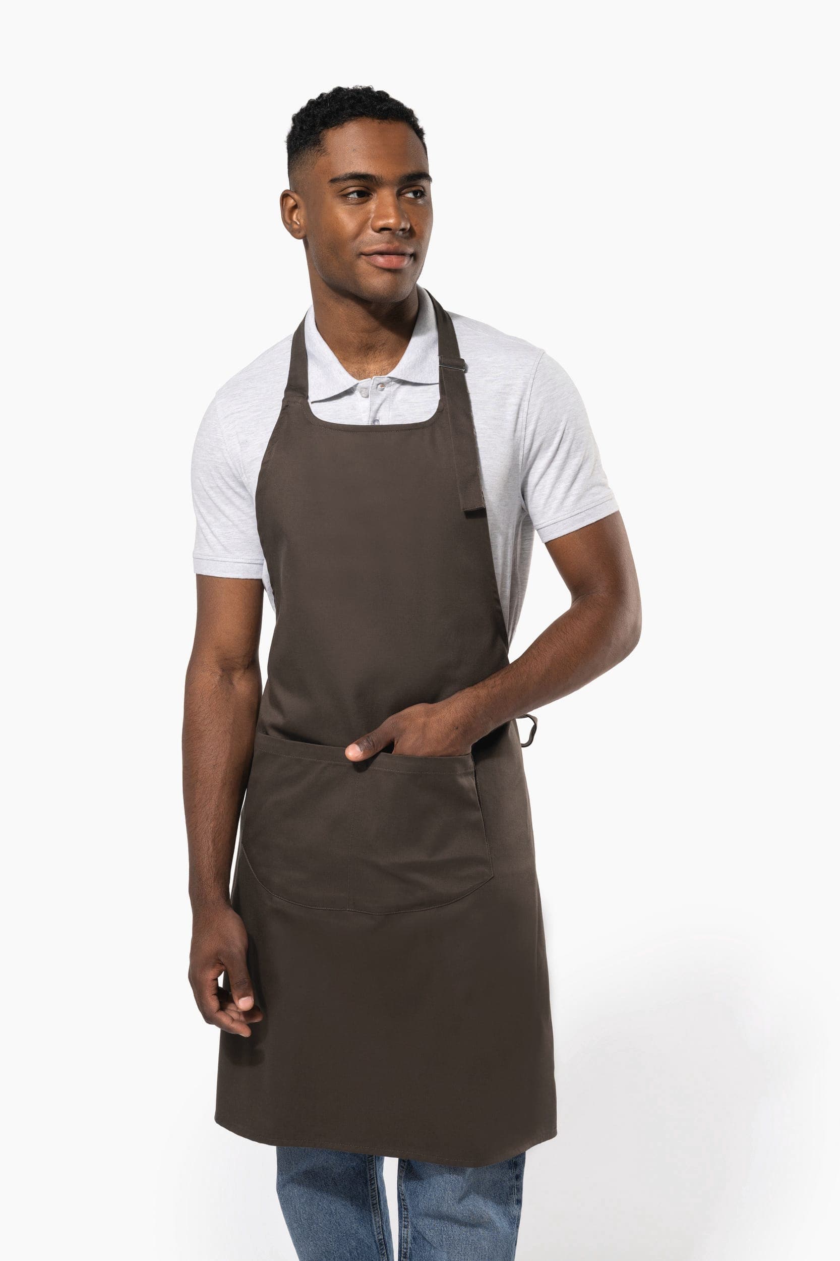 Tablier coton avec poche en situation