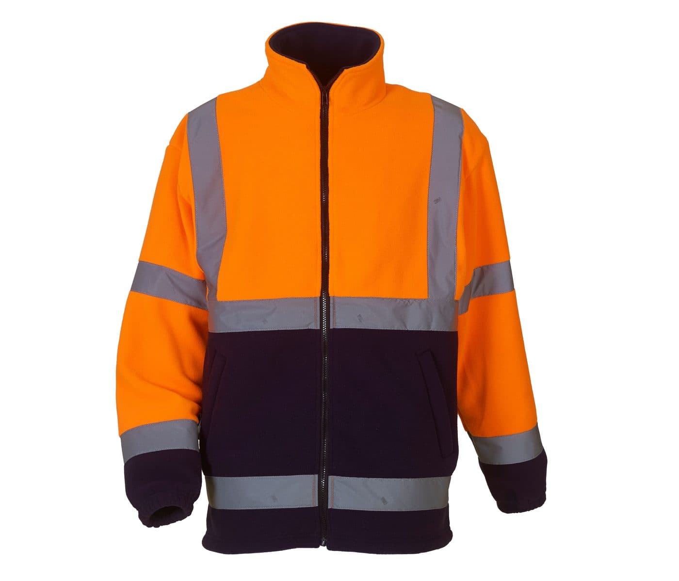 HI-VIS HEAVYWEIGHT FLEECE JACKET coloris Orange haute visibilité / Marine