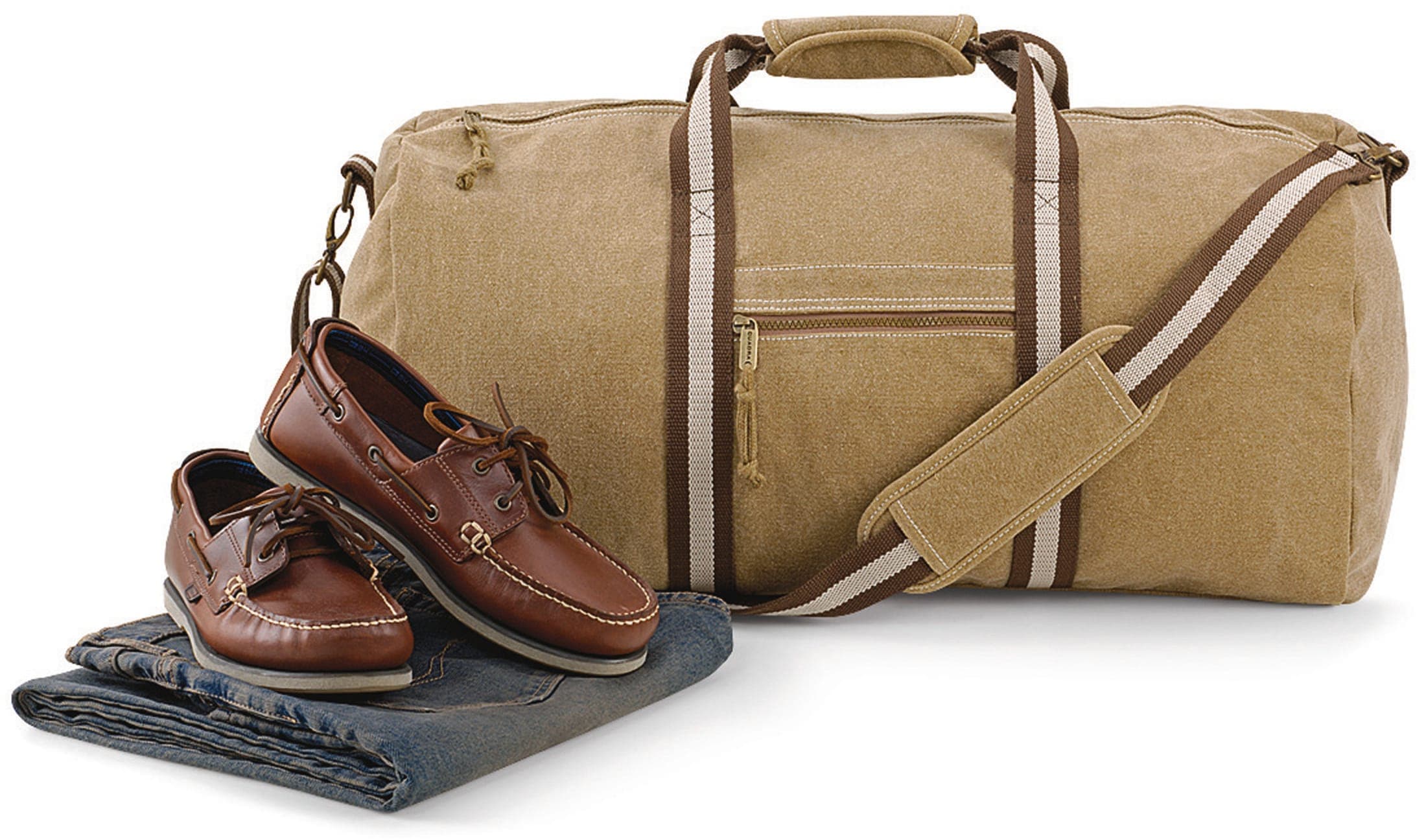 Sac de voyage vintage en toile en situation