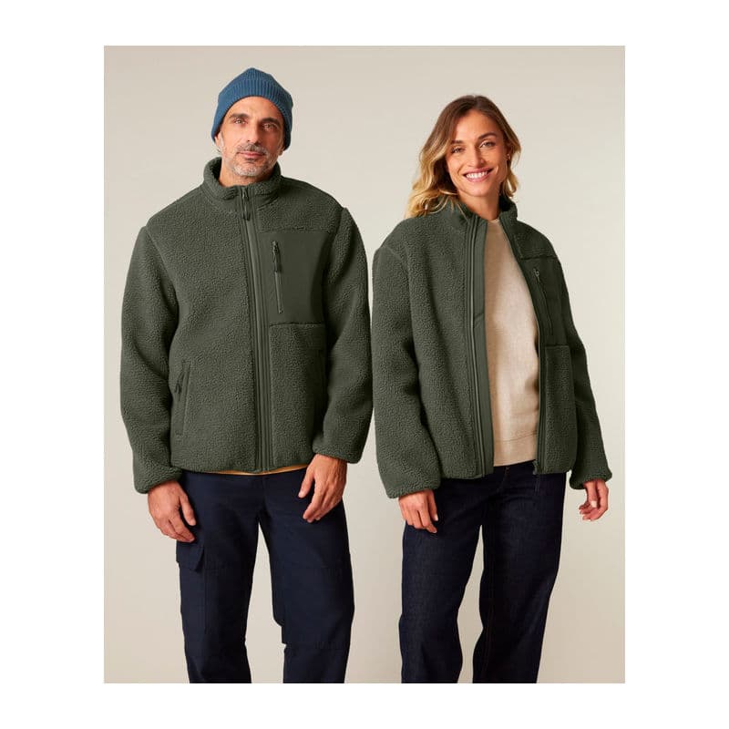 Brooker unisex relaxed fit sherpa jacket coloris Kaki