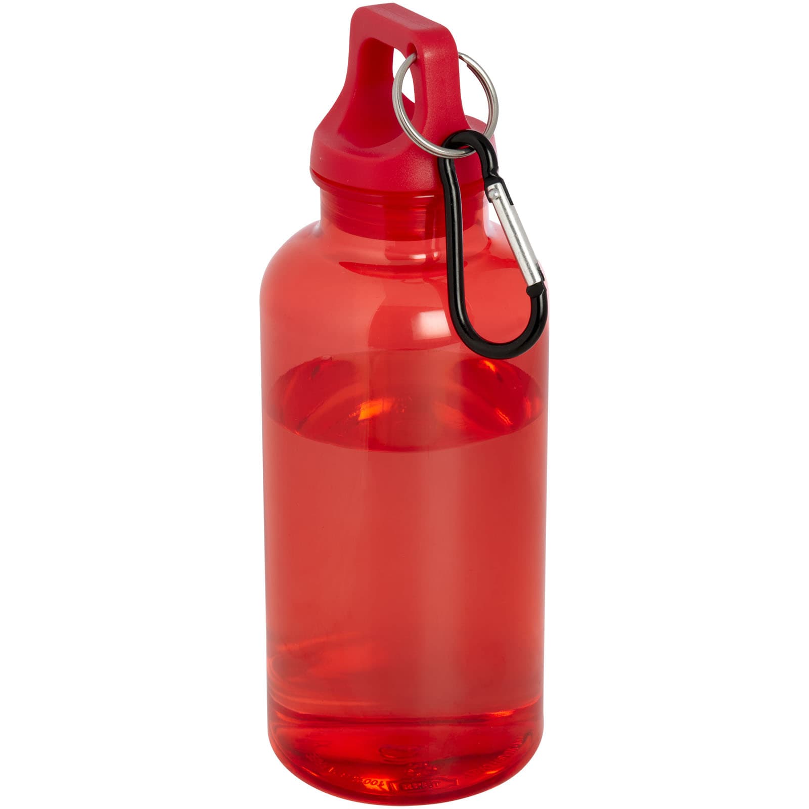 Bouteille d'eau Oregon de 400 ml en plastique recyclé avec mousqueton coloris Rouge