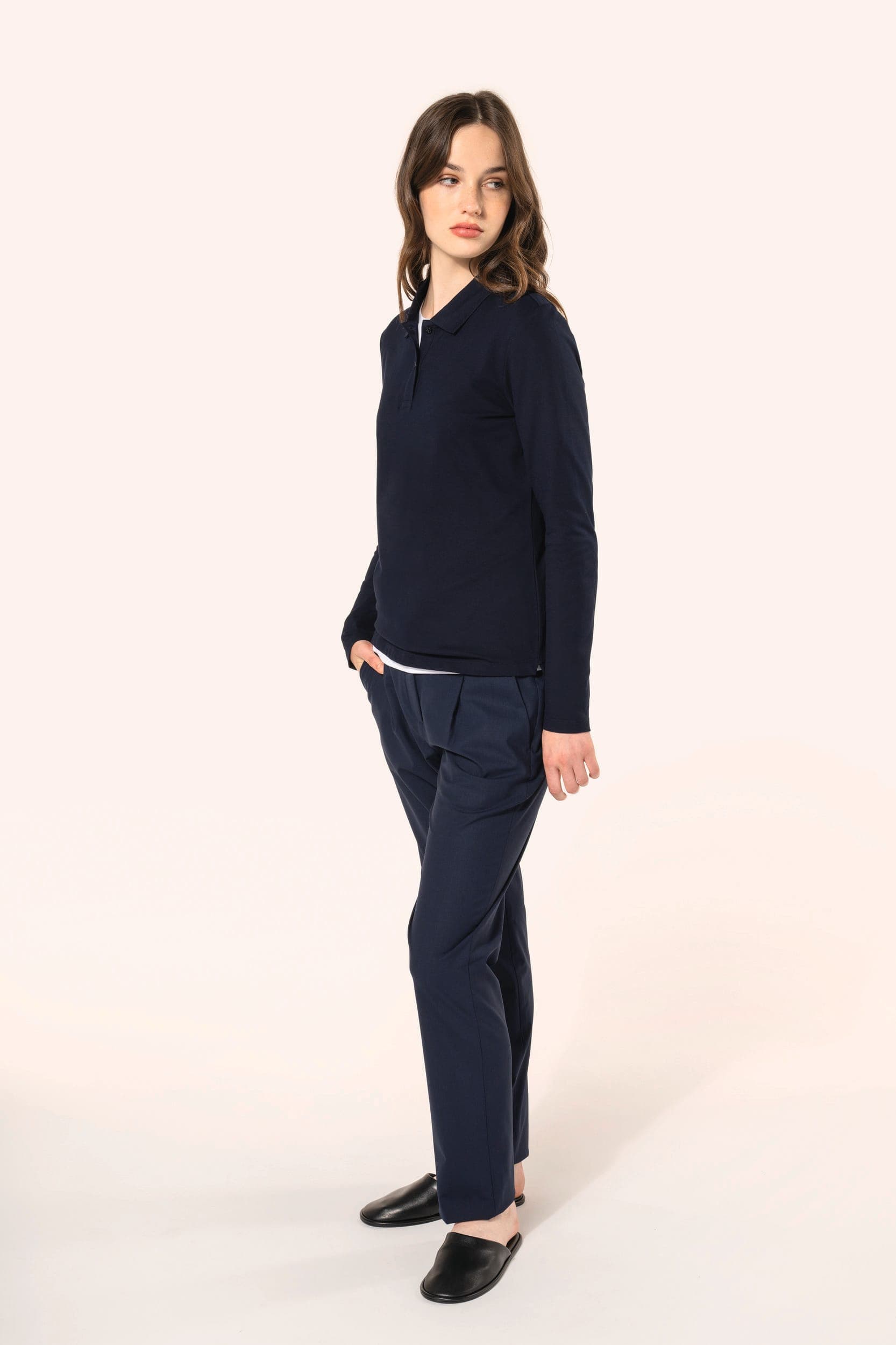 Polo Supima® manches longues femme en situation