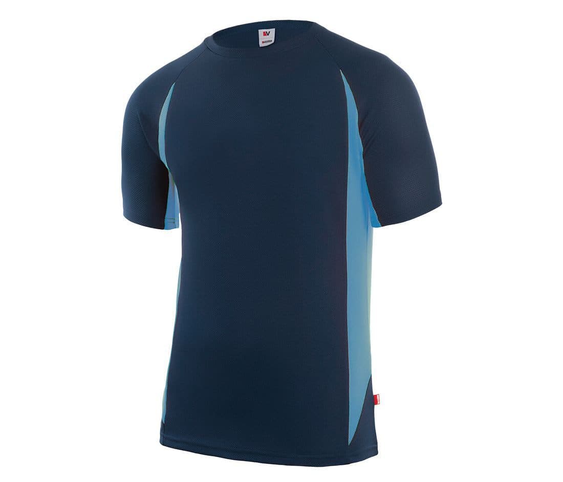 TEE-SHIRT TECHNIQUE BICOLORE coloris Marine / Bleu ciel