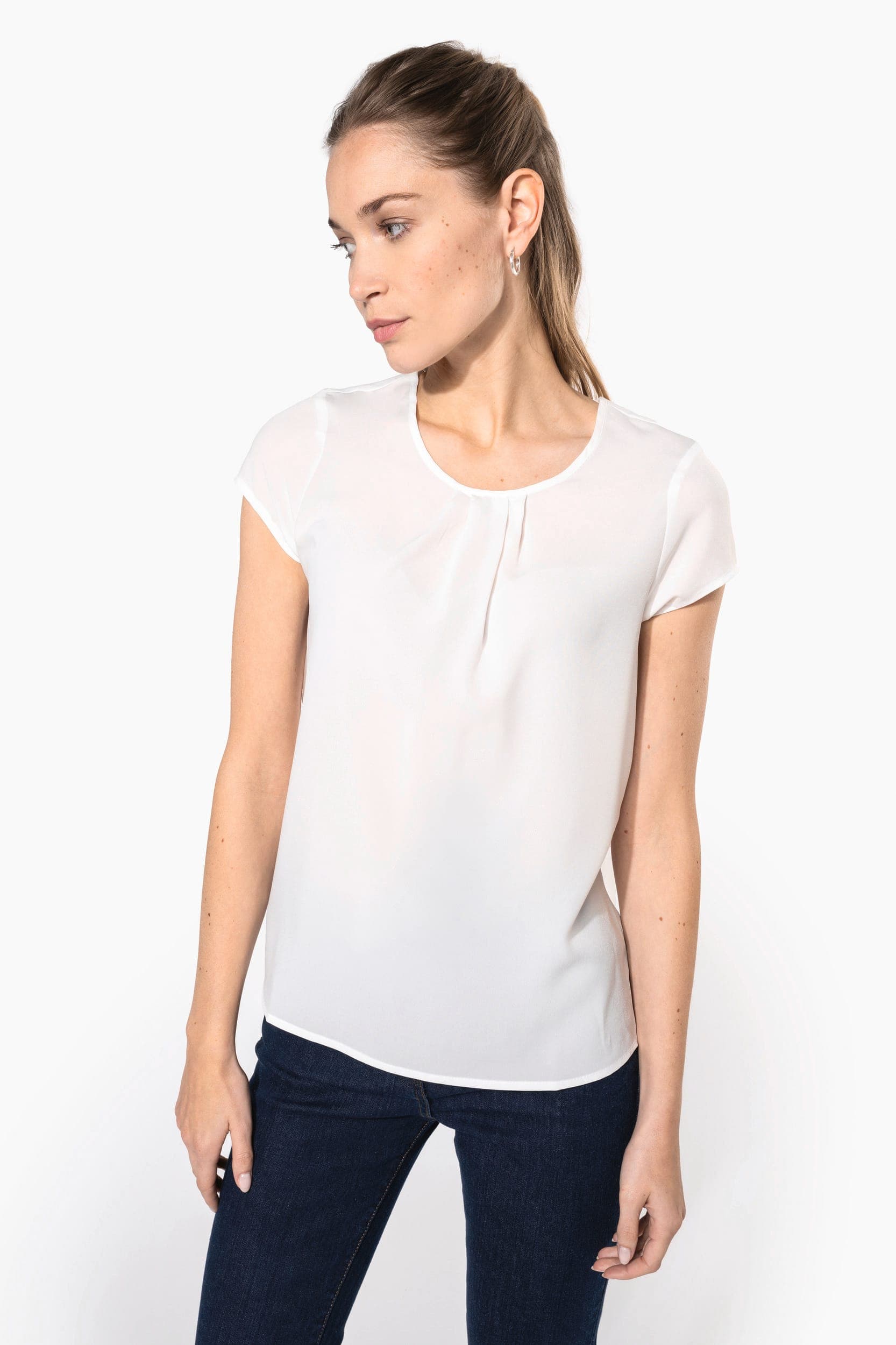 Blouse crêpe manches courtes femme