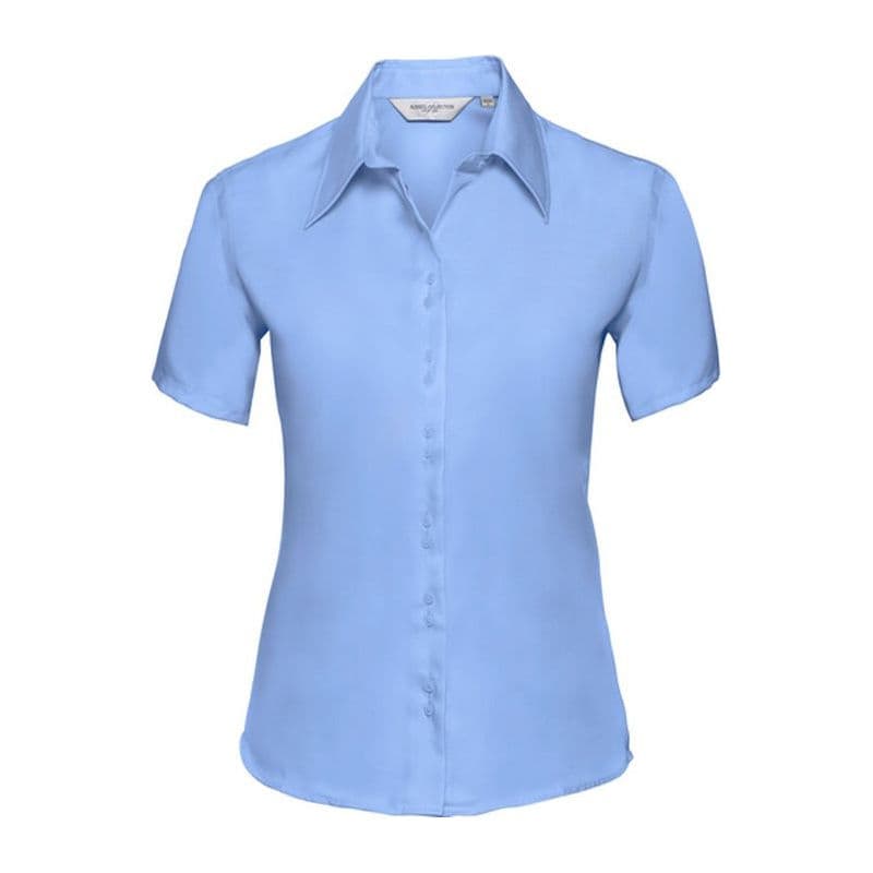 Russell Non-iron ladies blouse short-sleeve coloris Bleu ciel vif