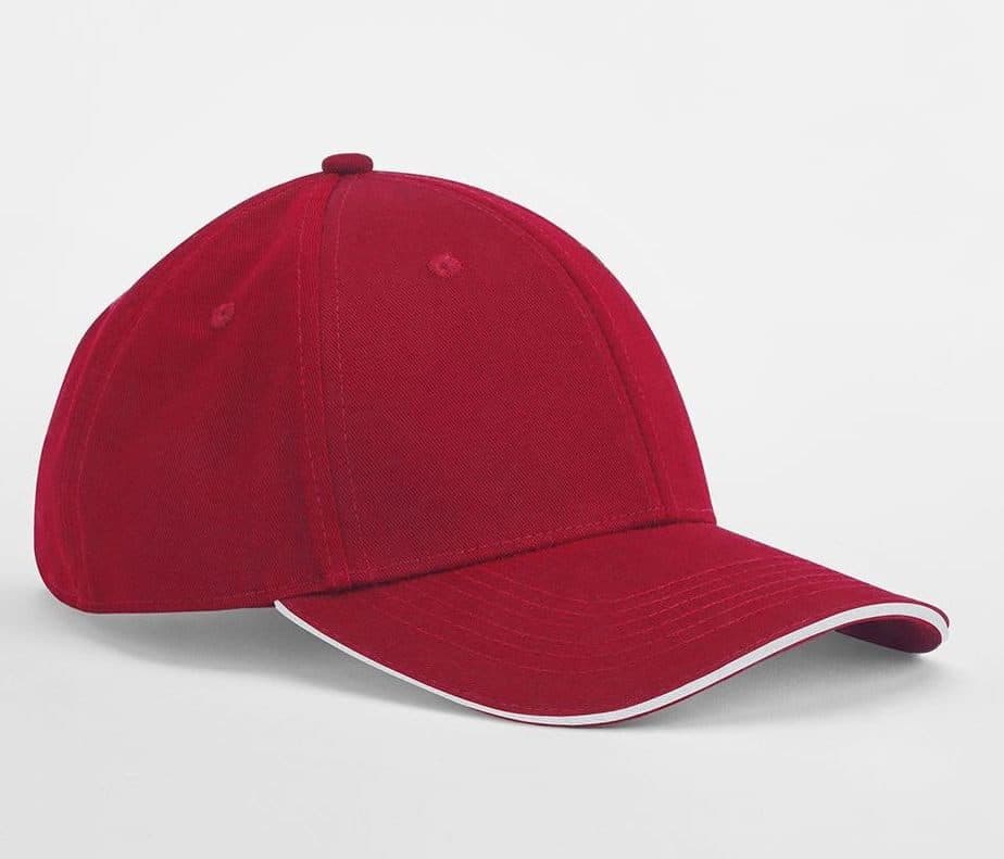 EARTHAWARE® CLASSIC ORGANIC COTTON 6 PANEL CAP - SANDWICH PEAK coloris Rouge classique / Blanc