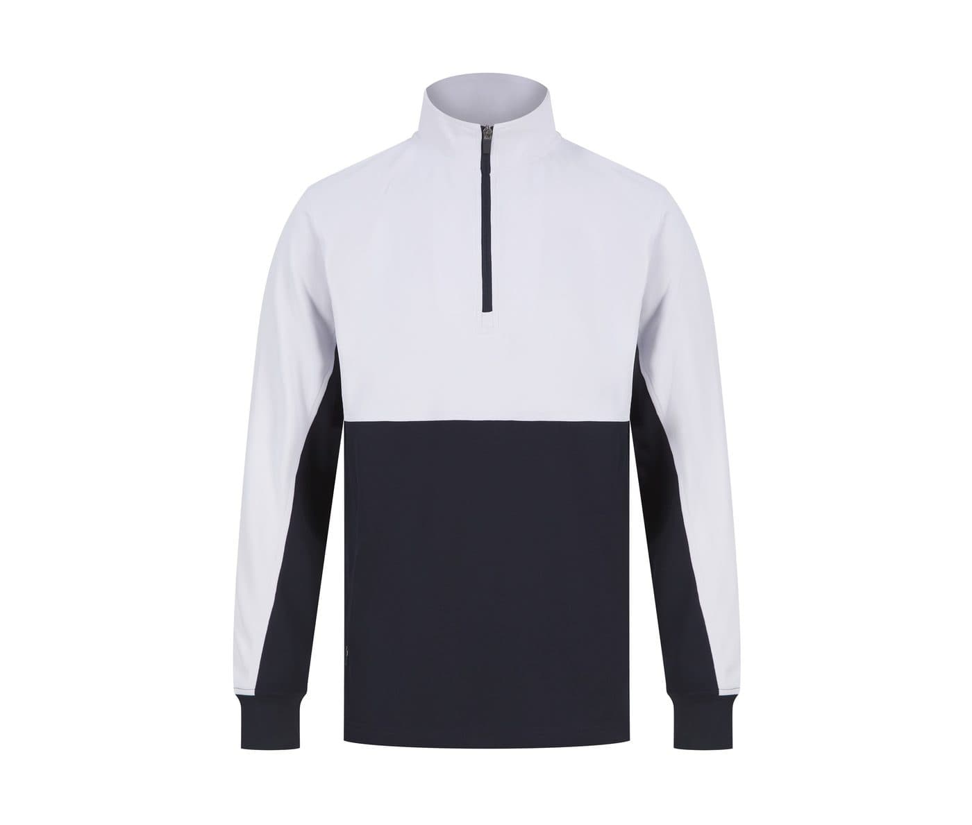 ADULTS' 1/4 ZIP TRACKSUIT TOP coloris Marine / Blanc