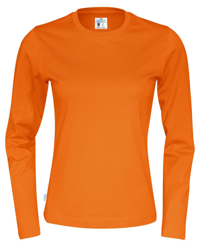 T-SHIRT MANCHES LONGUES FEMME - CERTIFIÉ GOTS coloris Orange