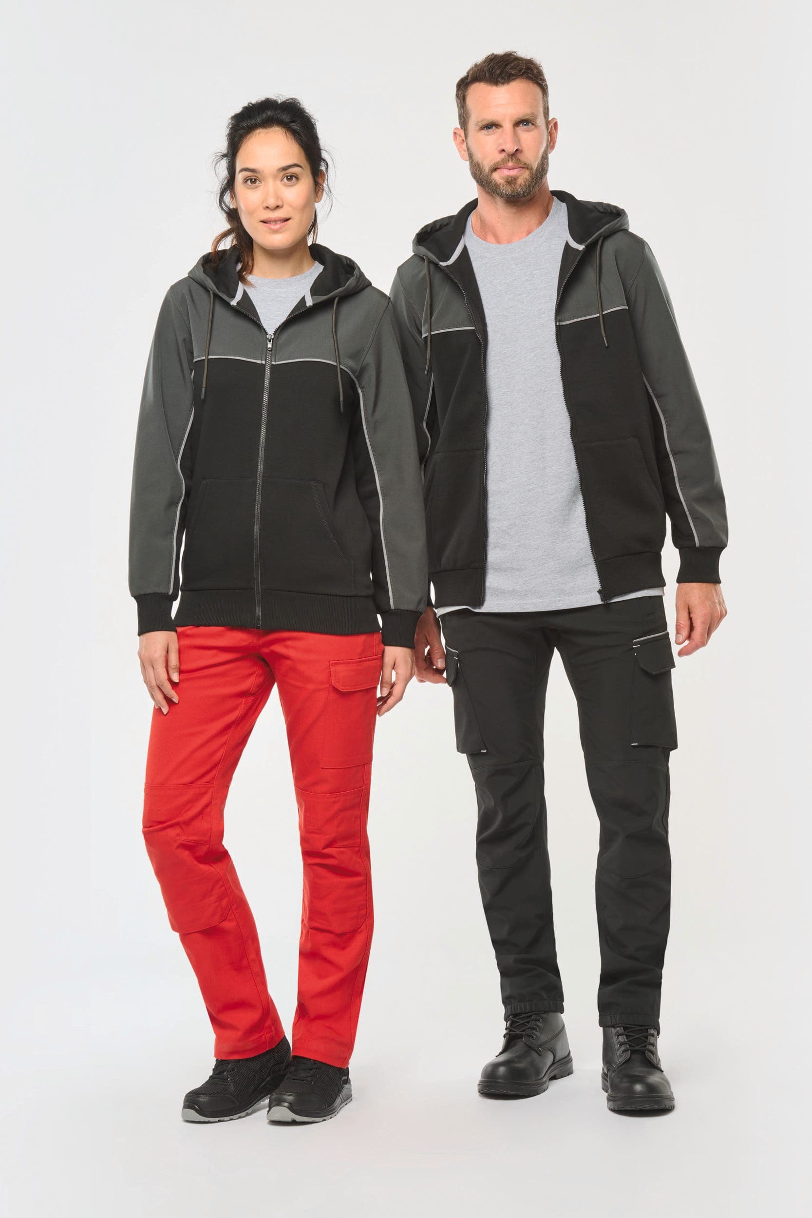 Veste molleton bicolore zippée à capuche écoresponsable unisexe