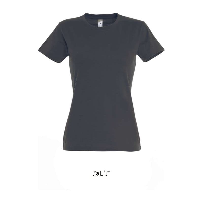 SOL'S IMPERIAL WOMAN ROUND COLLAR T-SHIRT coloris Gris souris