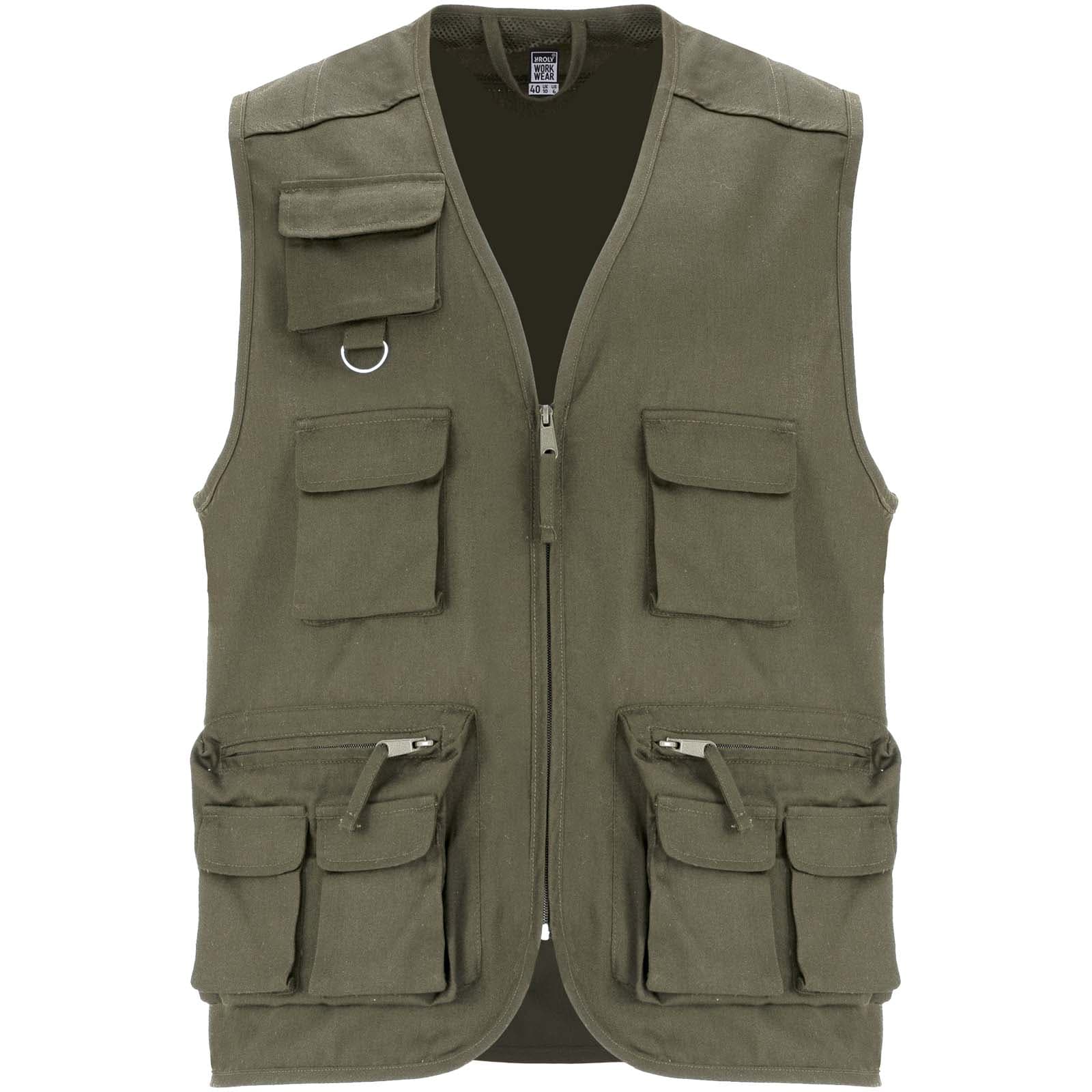 Gilet de travail multi-poches à col en V Venera de 200 g/m2  coloris Vert militaire