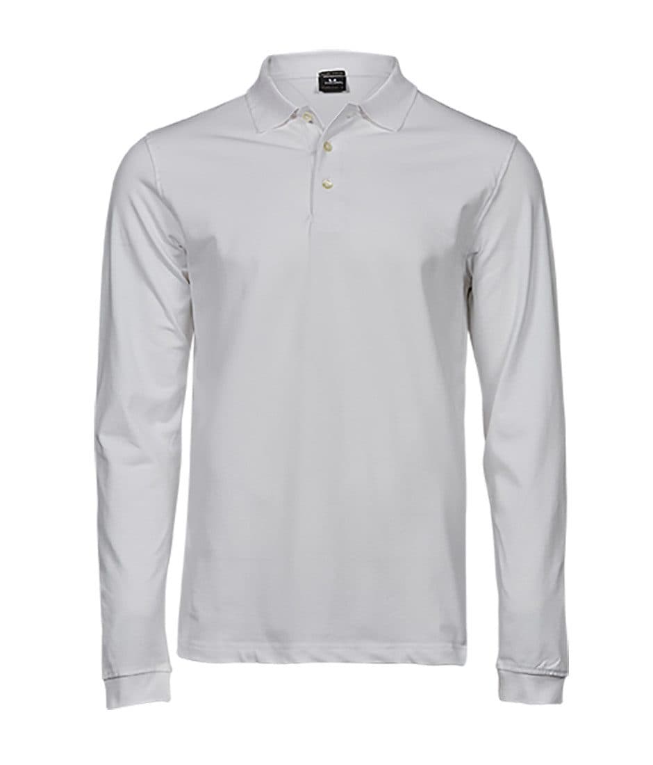 LUXURY STRETCH LONG SLEEVE POLO coloris Blanc
