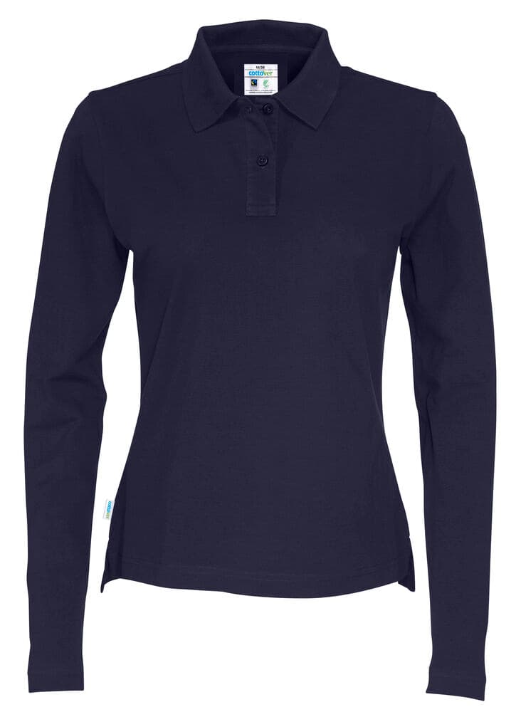 POLO PIQUE MANCHES LONGUES FEMME - CERTIFIÉ GOTS coloris Marine