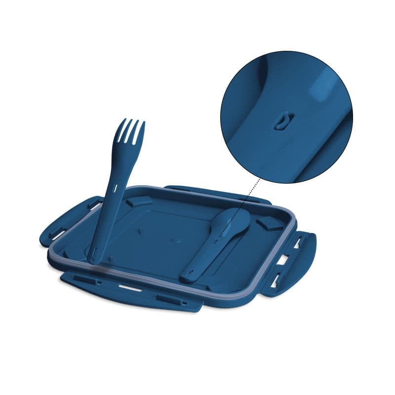 BOITE REPAS (LUNCH BOX) 1.2 l AVEC COUVERCLE, CUILLERE ET FOURCHETTE en situation