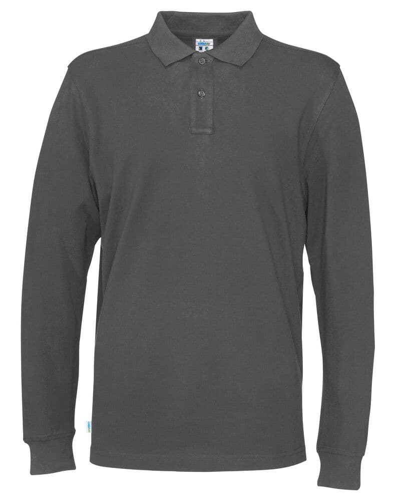 POLO PIQUE MANCHES LONGUES HOMME - CERTIFIÉ GOTS coloris Anthracite