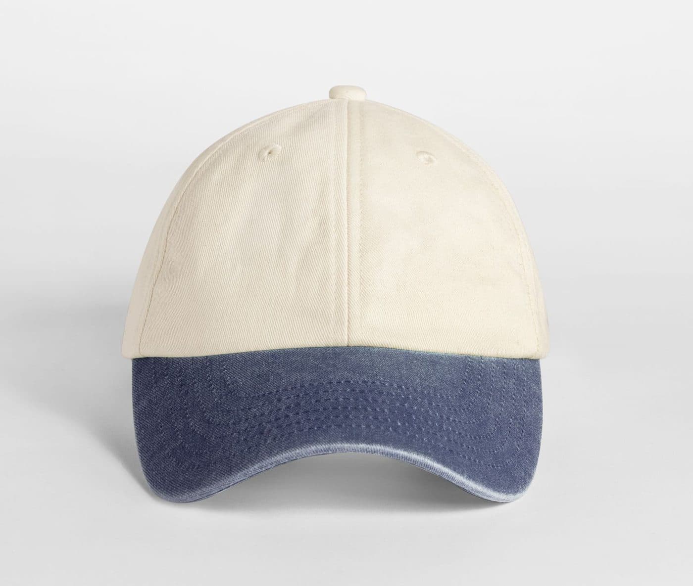 Casquette vintage compacte visière contrastée coloris Naturel / Denim vintage